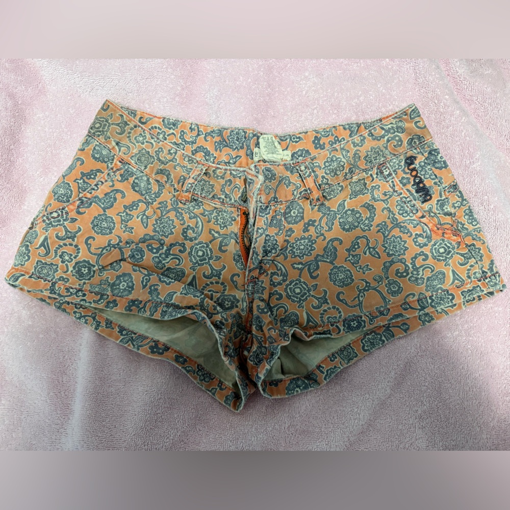 Billabong Y2K Orange and Blue Patterned Women Shorts